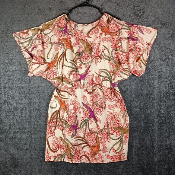 Angie Dress Women Large Red Swallow Print Cold Shoulder Rockabilly Tattoo - Picture 9 of 13